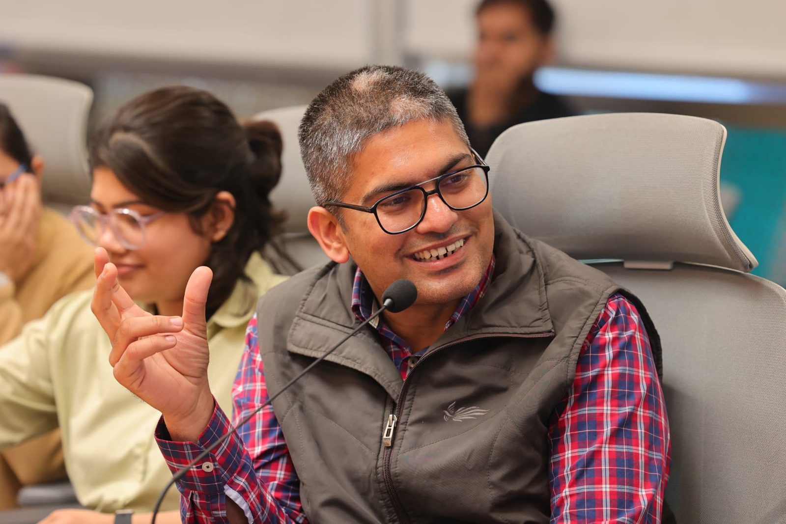 Deepak Maun in a classroom discussion with students